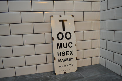 'Too Much Sex' Enamel Opticians Sign