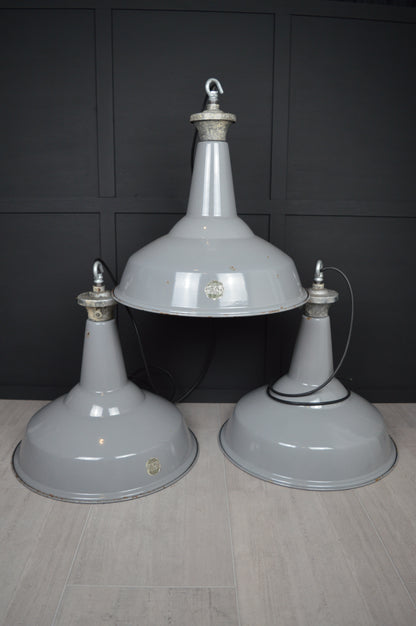 Vintage XL Benjamin industrial enamel lights