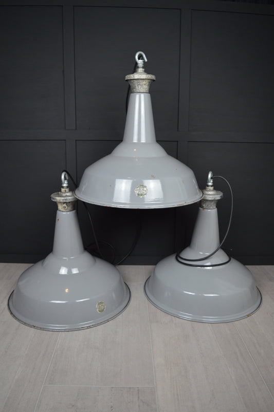 Vintage XL Benjamin industrial enamel lights