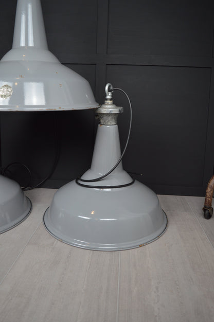 Vintage XL Benjamin industrial enamel lights