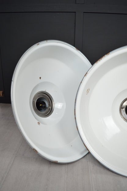 Vintage XL Benjamin industrial enamel lights