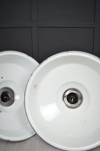 Vintage XL Benjamin industrial enamel lights