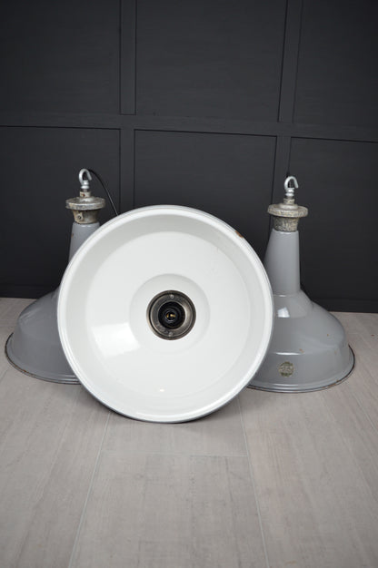 Vintage XL Benjamin industrial enamel lights