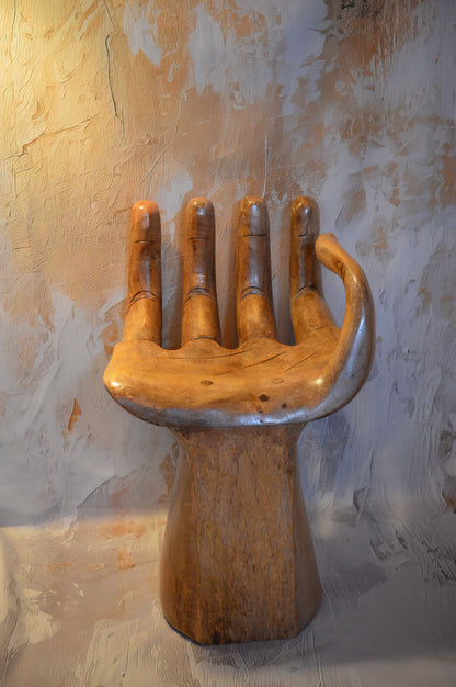Carved hardwood hand seat in the style of Pedro Friedeberg