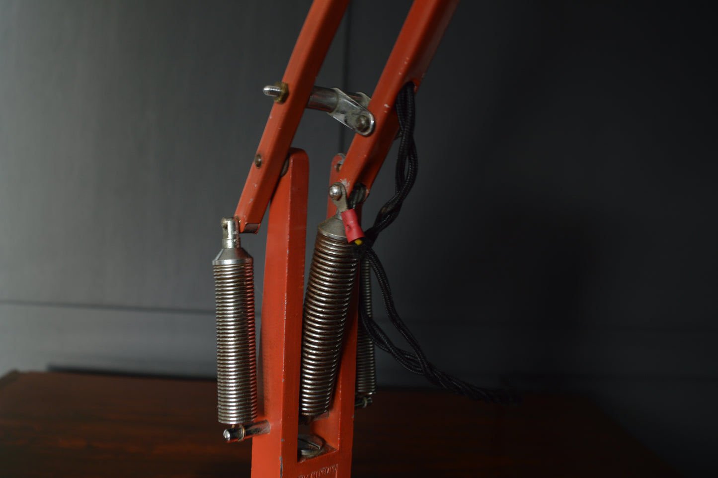 Red Herbert Terry Anglepoise model 1227 lamp