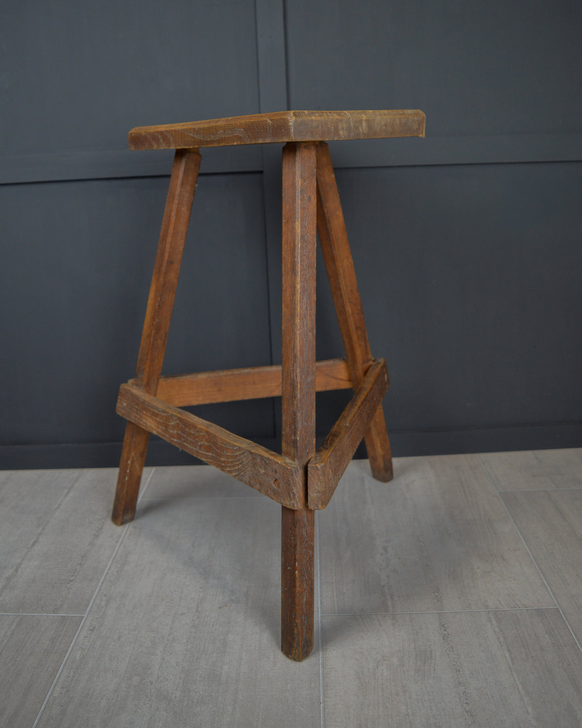Tall 19th century wooden jewellers stool