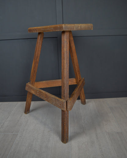 Tall 19th century wooden jewellers stool