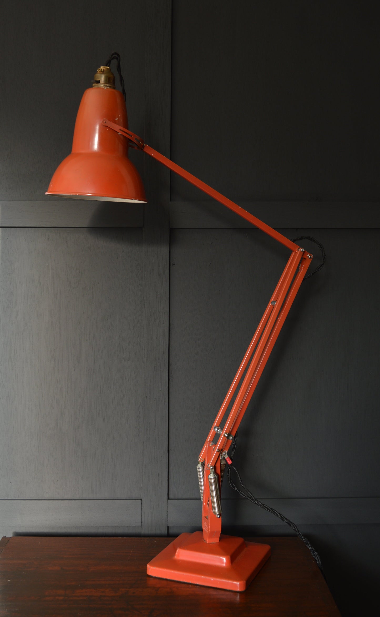 Red Herbert Terry Anglepoise model 1227 lamp