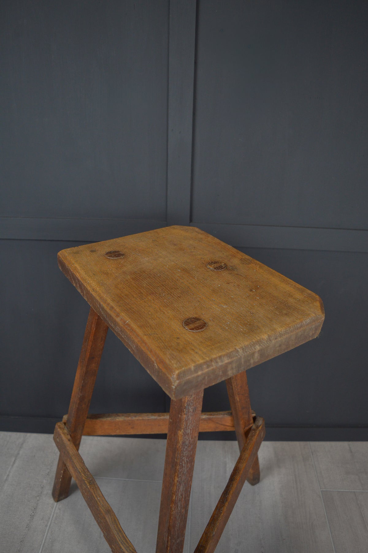 Tall 19th century wooden jewellers stool