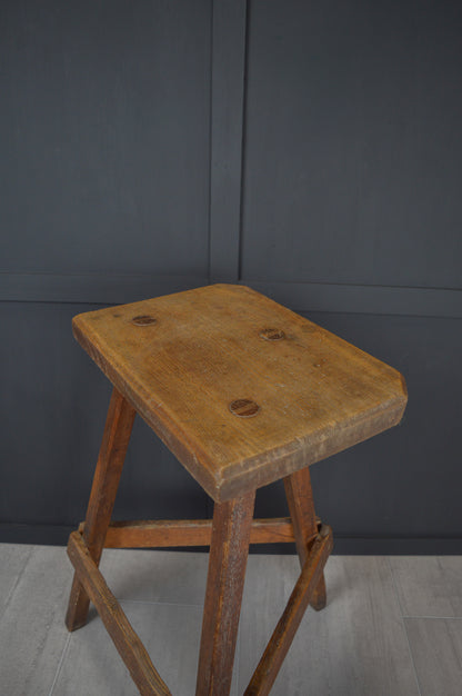 Tall 19th century wooden jewellers stool
