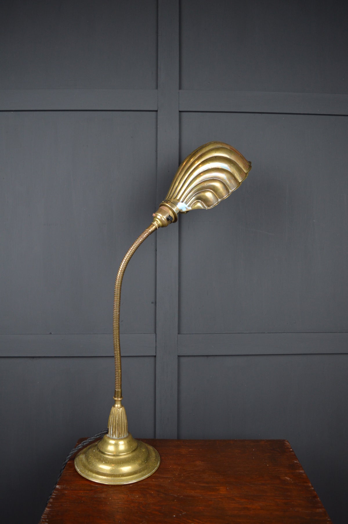 Art deco brass gooseneck lamp