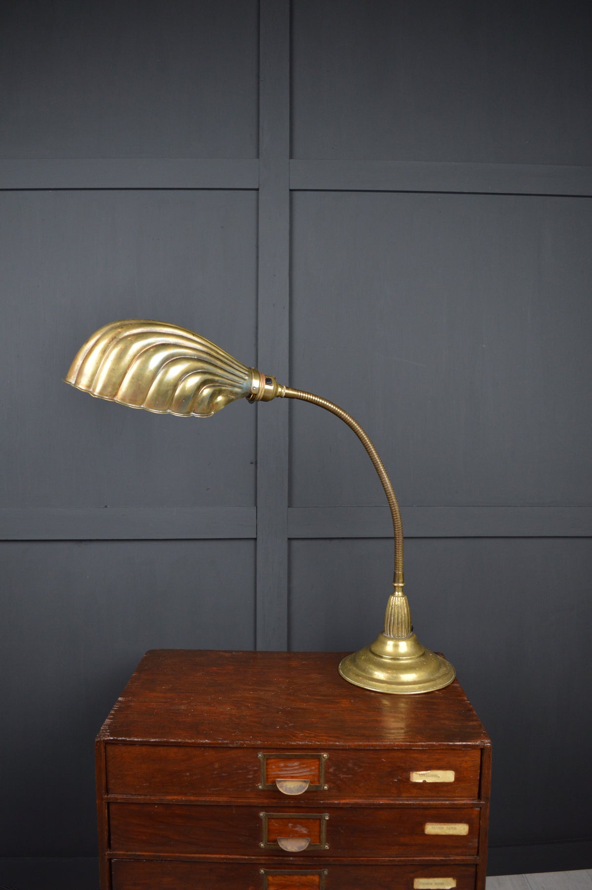 Art deco brass gooseneck lamp