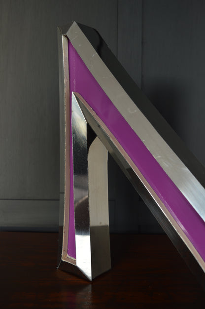 Vintage Salvaged chrome shopfront sign letter 'N'
