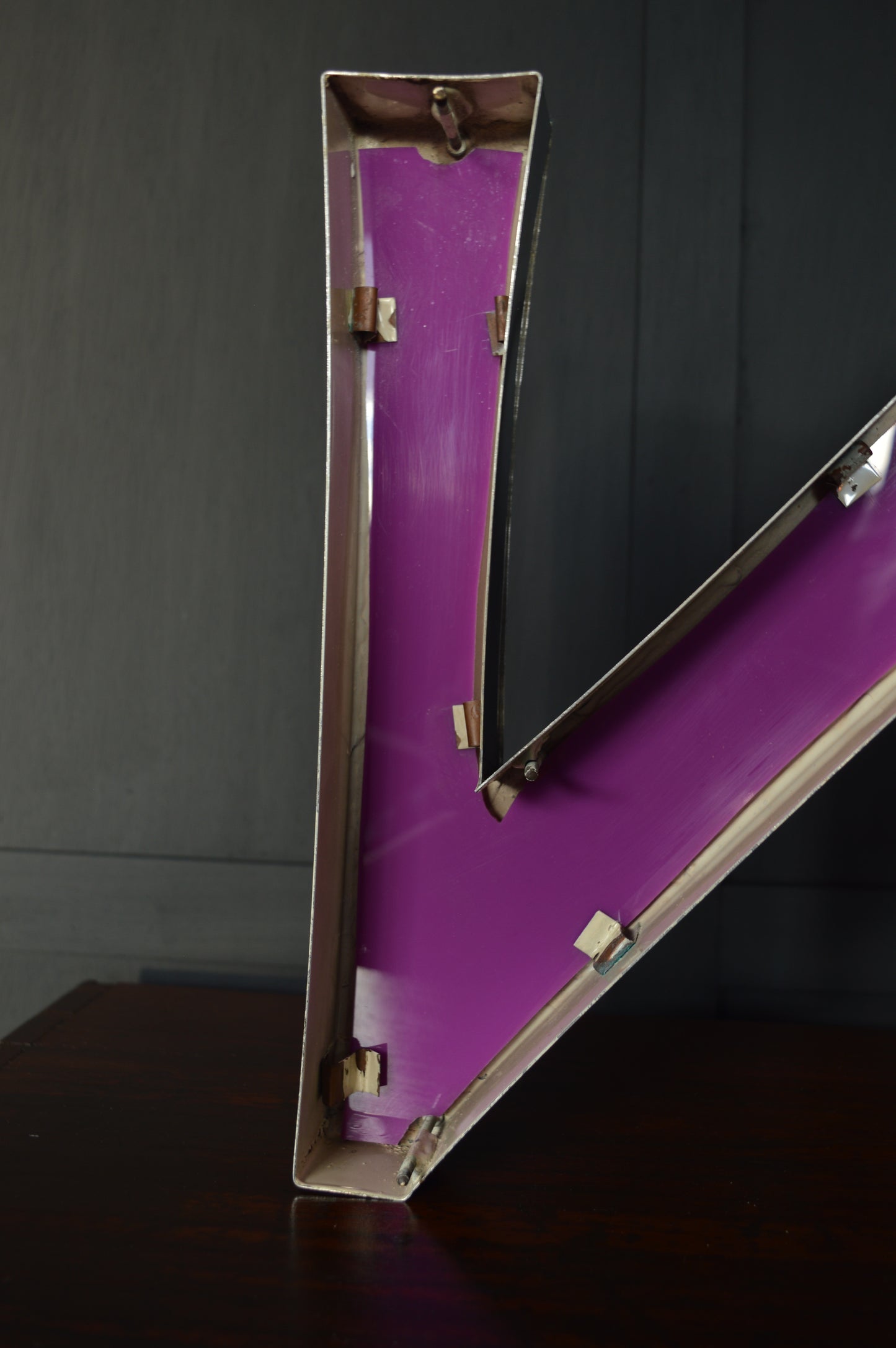 Vintage Salvaged chrome shopfront sign letter 'N'