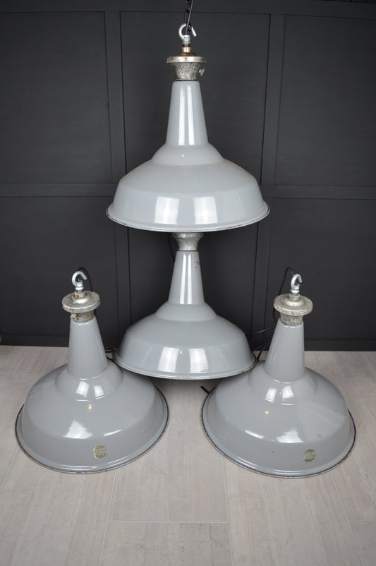 Vintage XL Benjamin industrial enamel lights