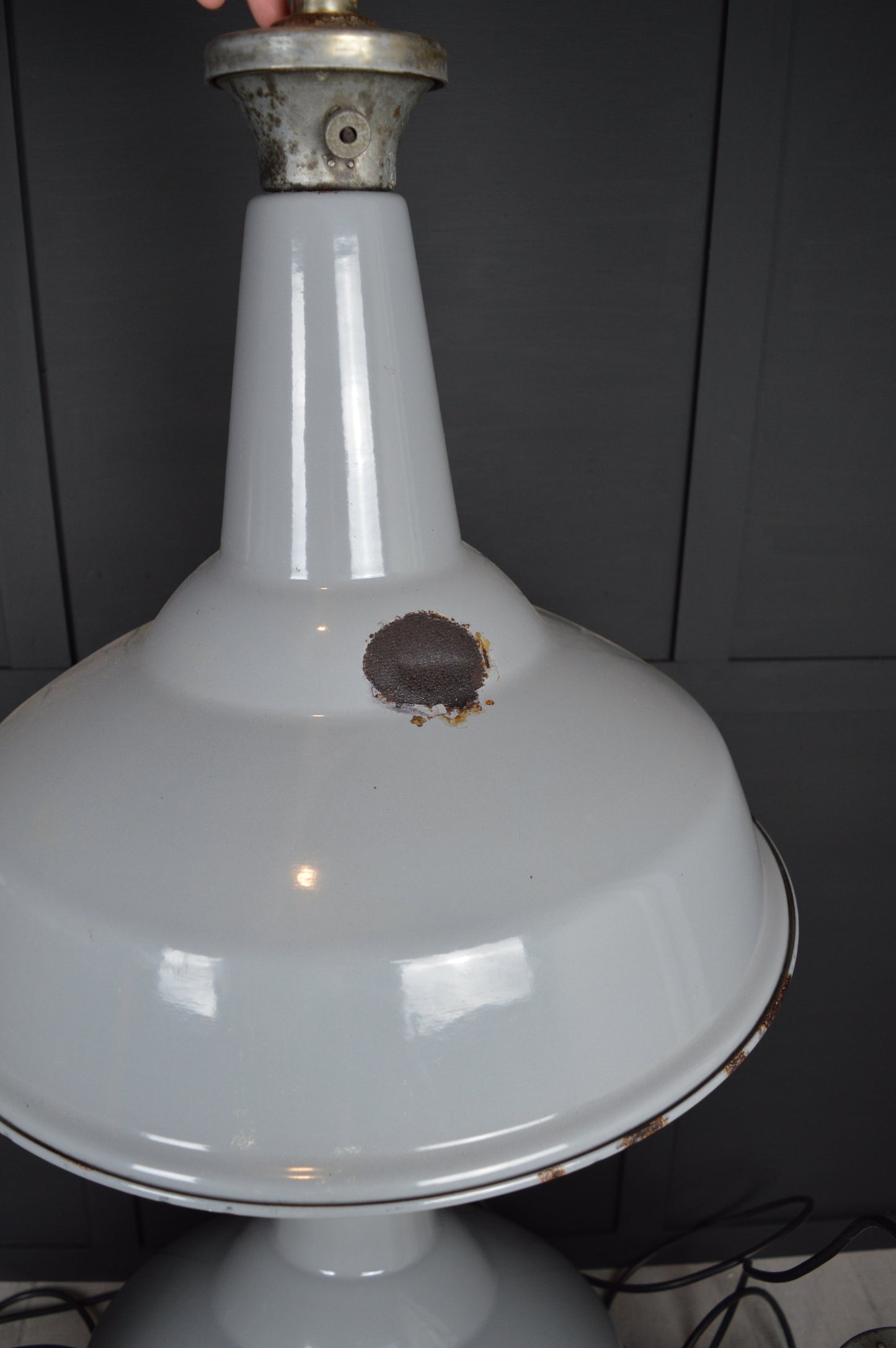 Vintage XL Benjamin industrial enamel lights