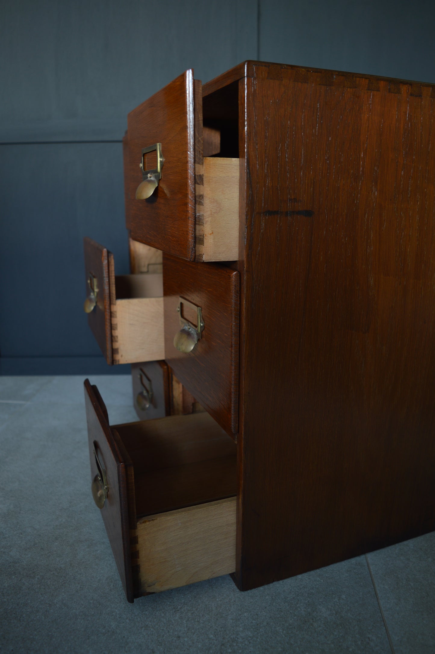 Early 20th century oak index filing drawers