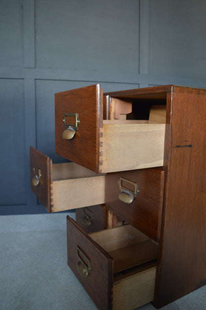 Early 20th century oak index filing drawers