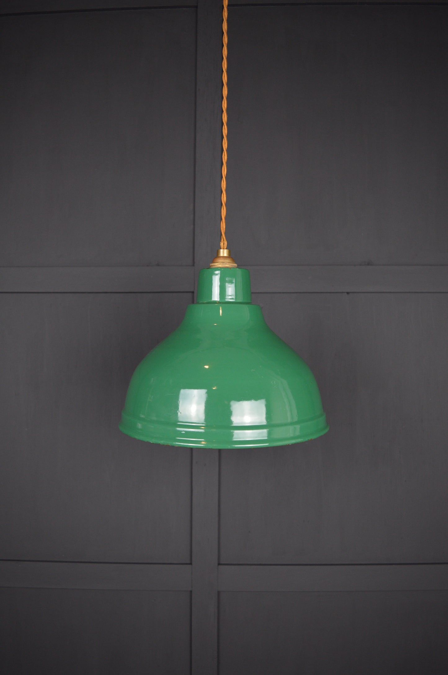 Vintage green enamel pendant light