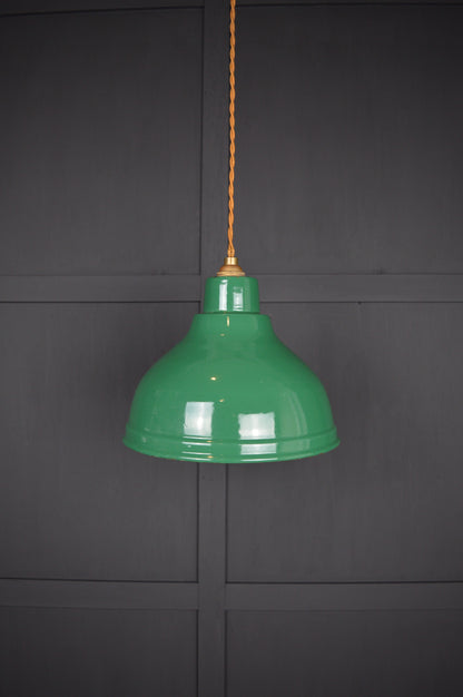 Vintage green enamel pendant light