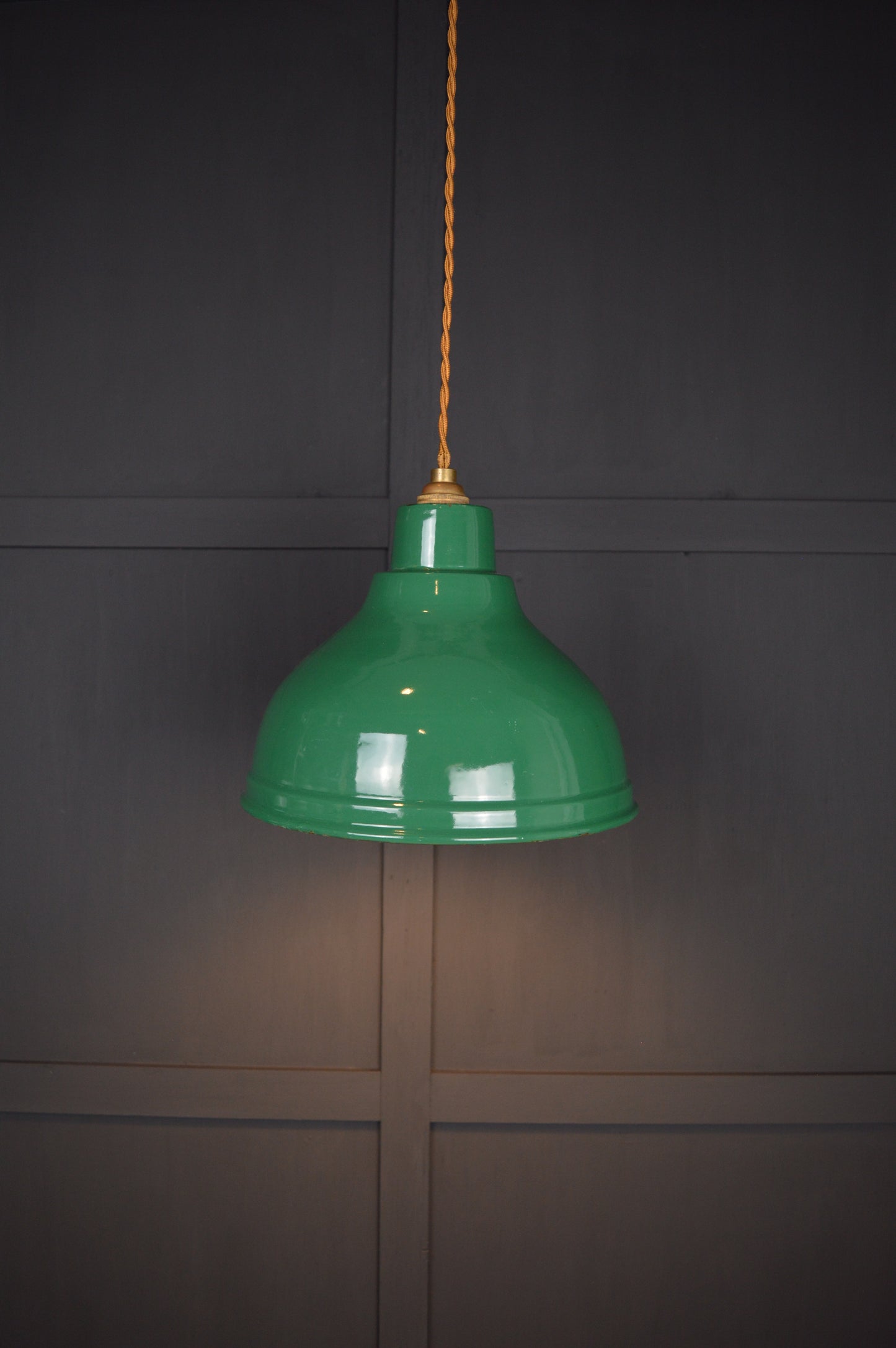 Vintage green enamel pendant light