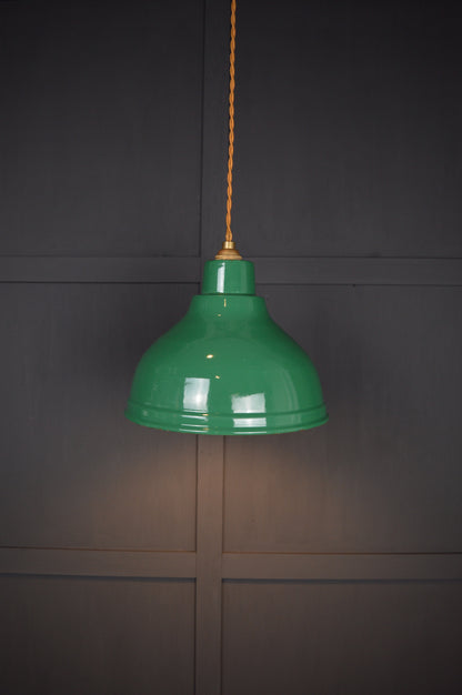 Vintage green enamel pendant light