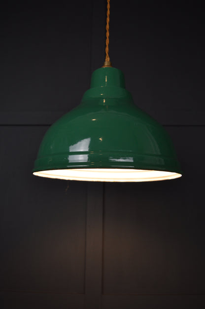 Vintage green enamel pendant light