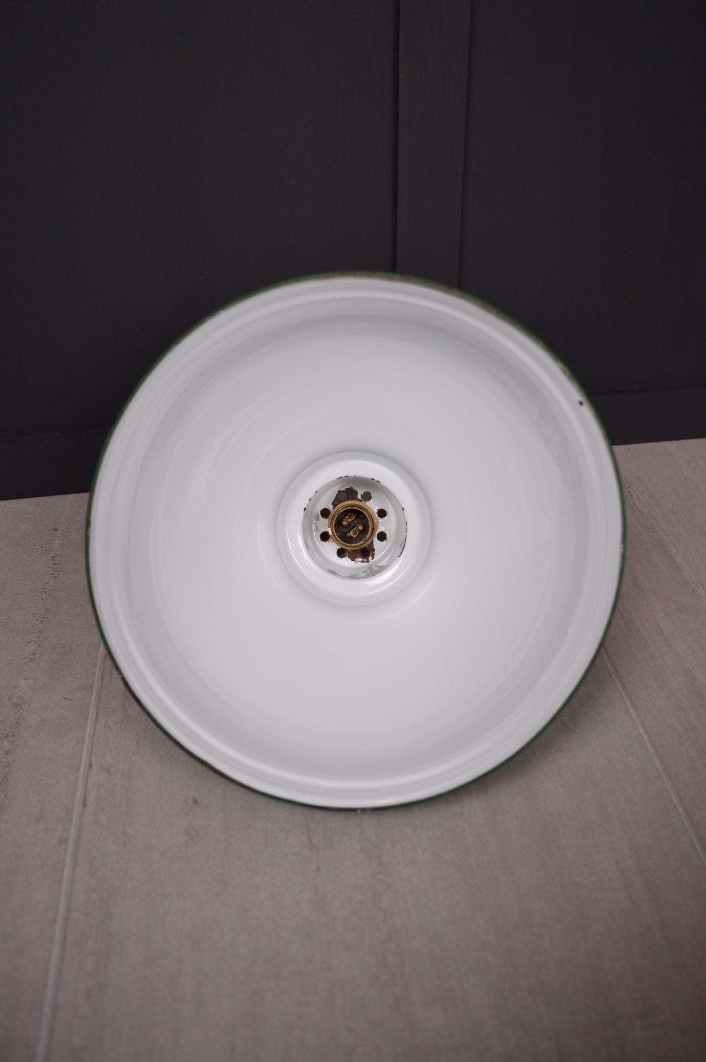 Vintage green enamel pendant light