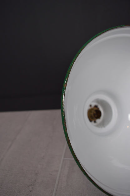 Vintage green enamel pendant light