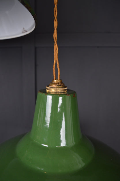 Pair of vintage Benjamin industrial pendant lights