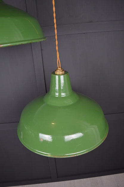 Pair of vintage Benjamin industrial pendant lights