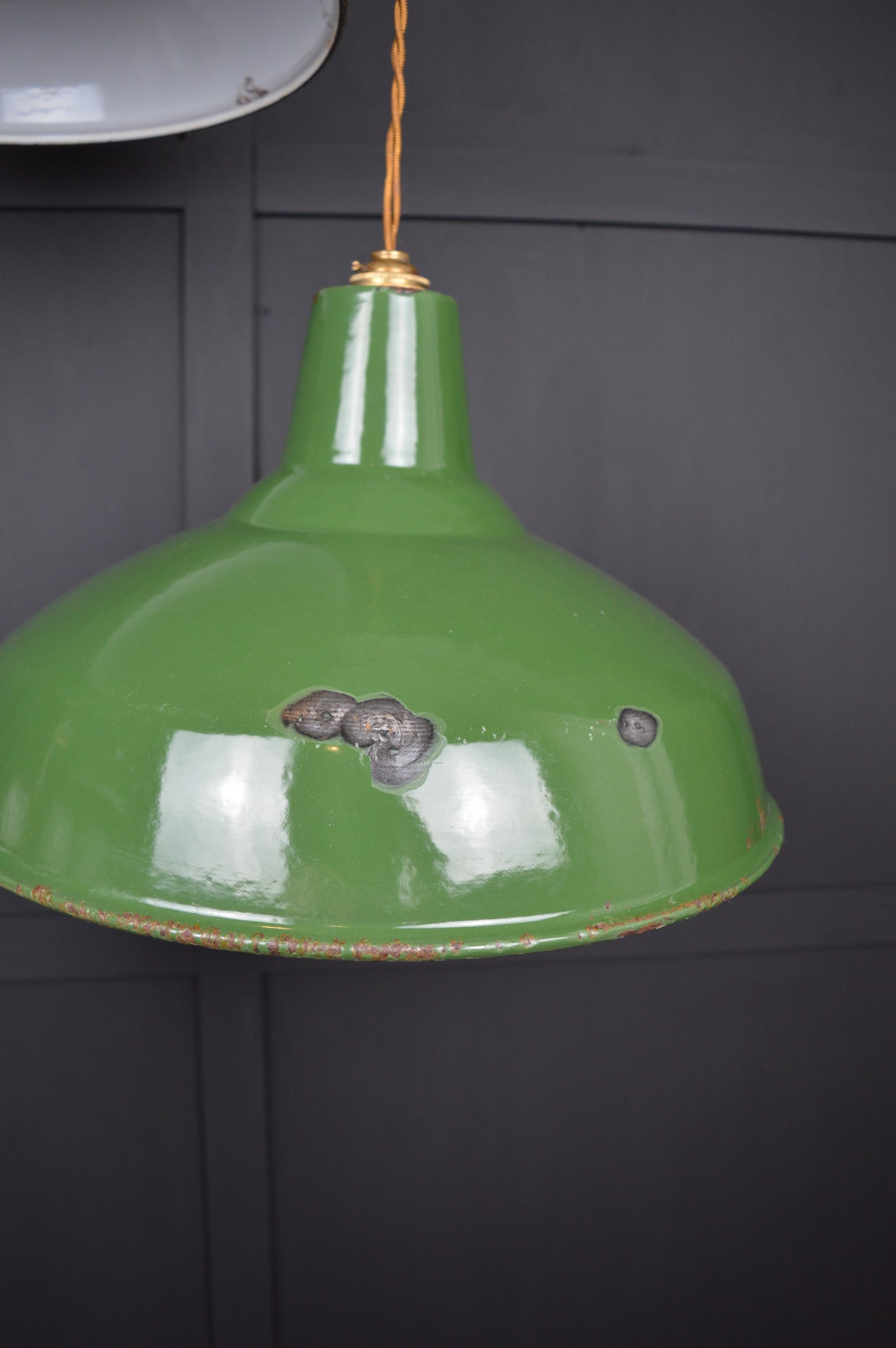 Pair of vintage Benjamin industrial pendant lights