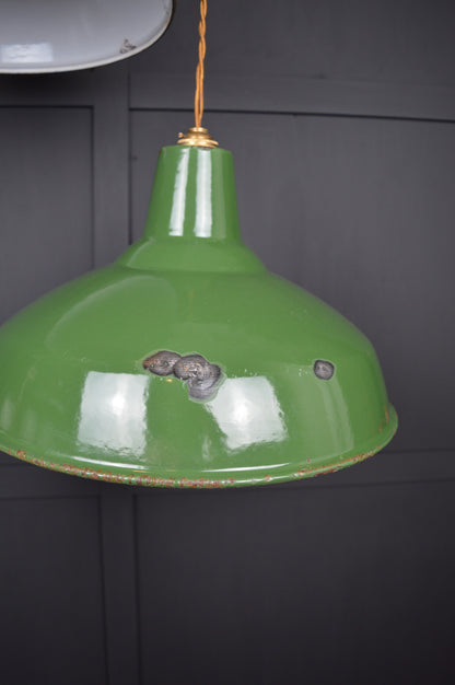 Pair of vintage Benjamin industrial pendant lights