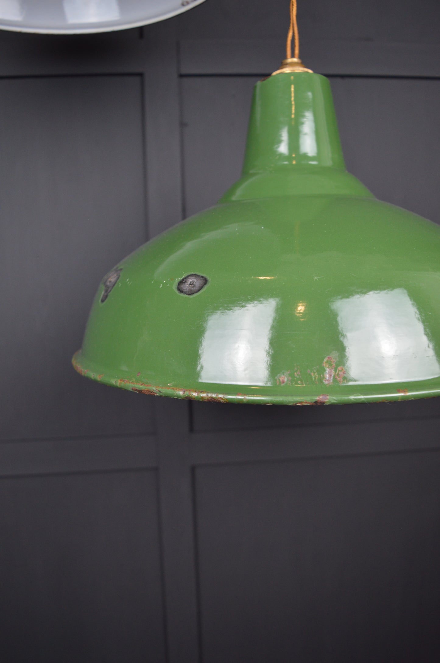 Pair of vintage Benjamin industrial pendant lights