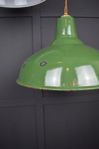 Pair of vintage Benjamin industrial pendant lights