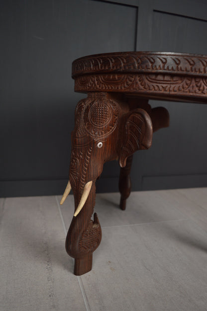 Anglo Indian Carved Elephant Table