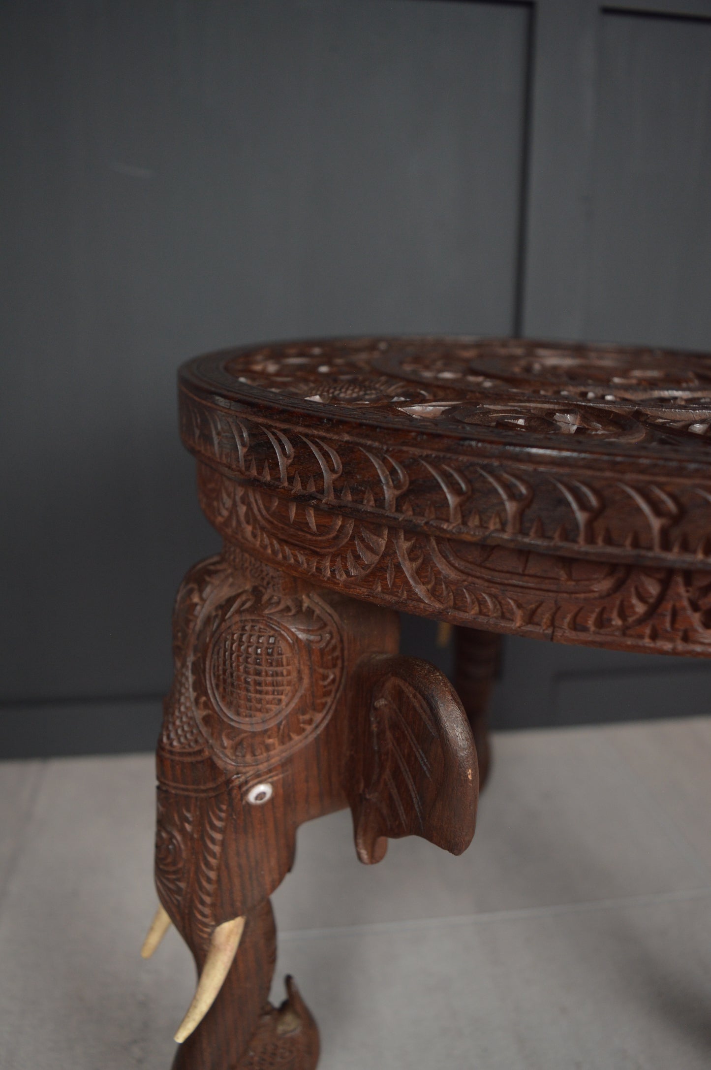 Anglo Indian Carved Elephant Table