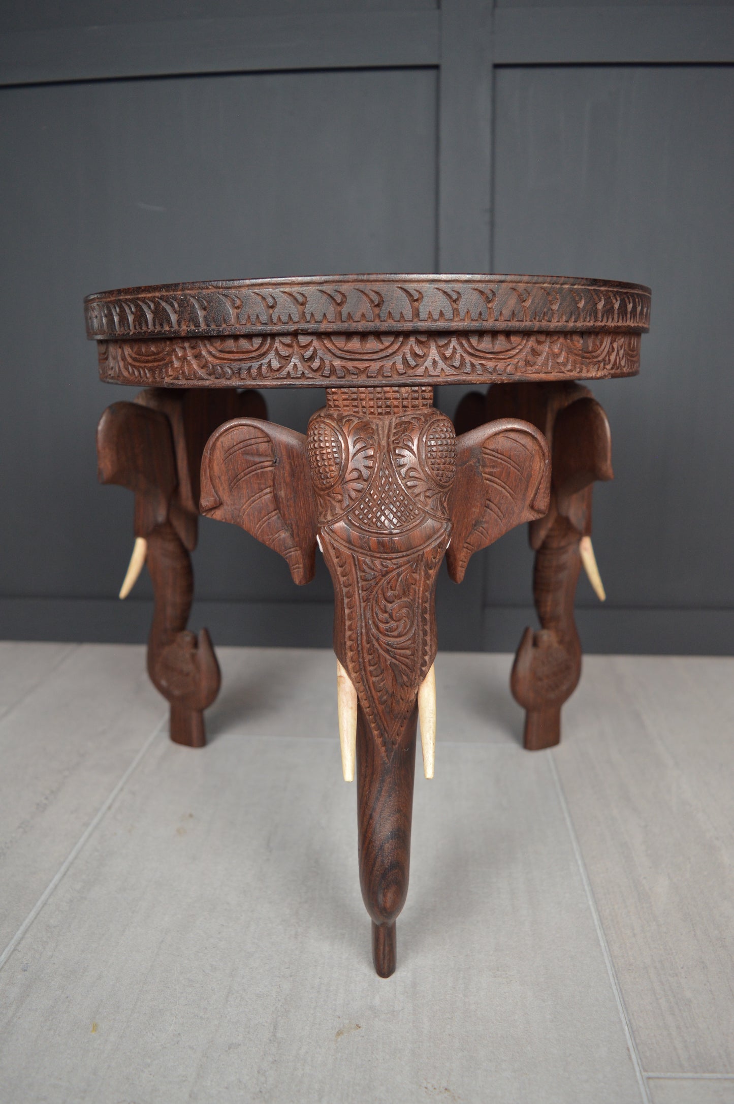 Anglo Indian Carved Elephant Table