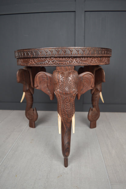 Anglo Indian Carved Elephant Table