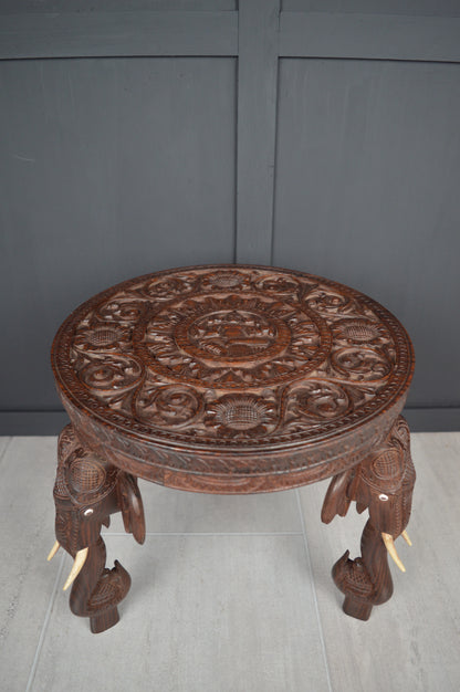 Anglo Indian Carved Elephant Table