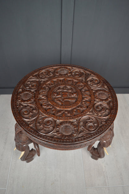Anglo Indian Carved Elephant Table