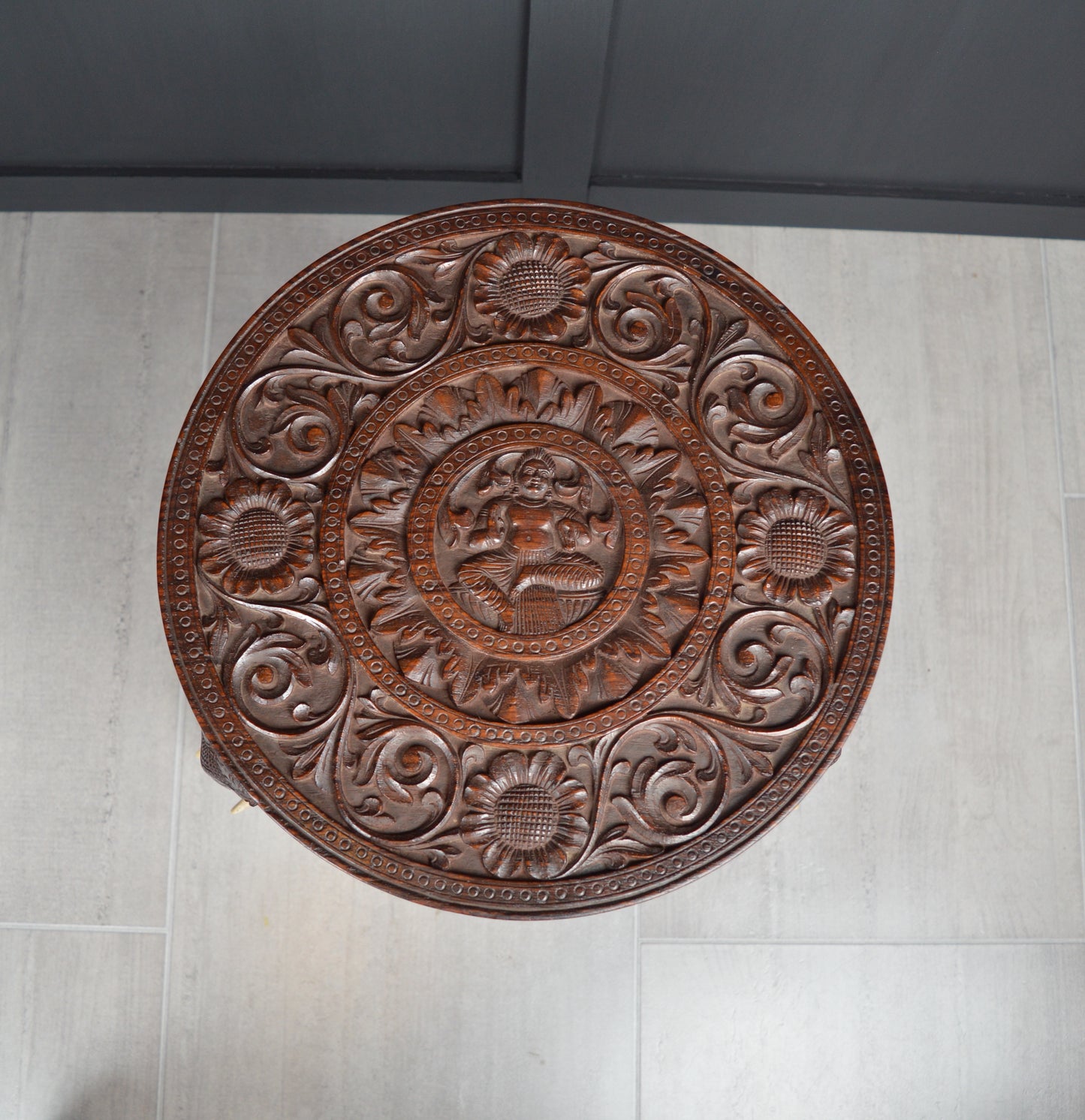 Anglo Indian Carved Elephant Table
