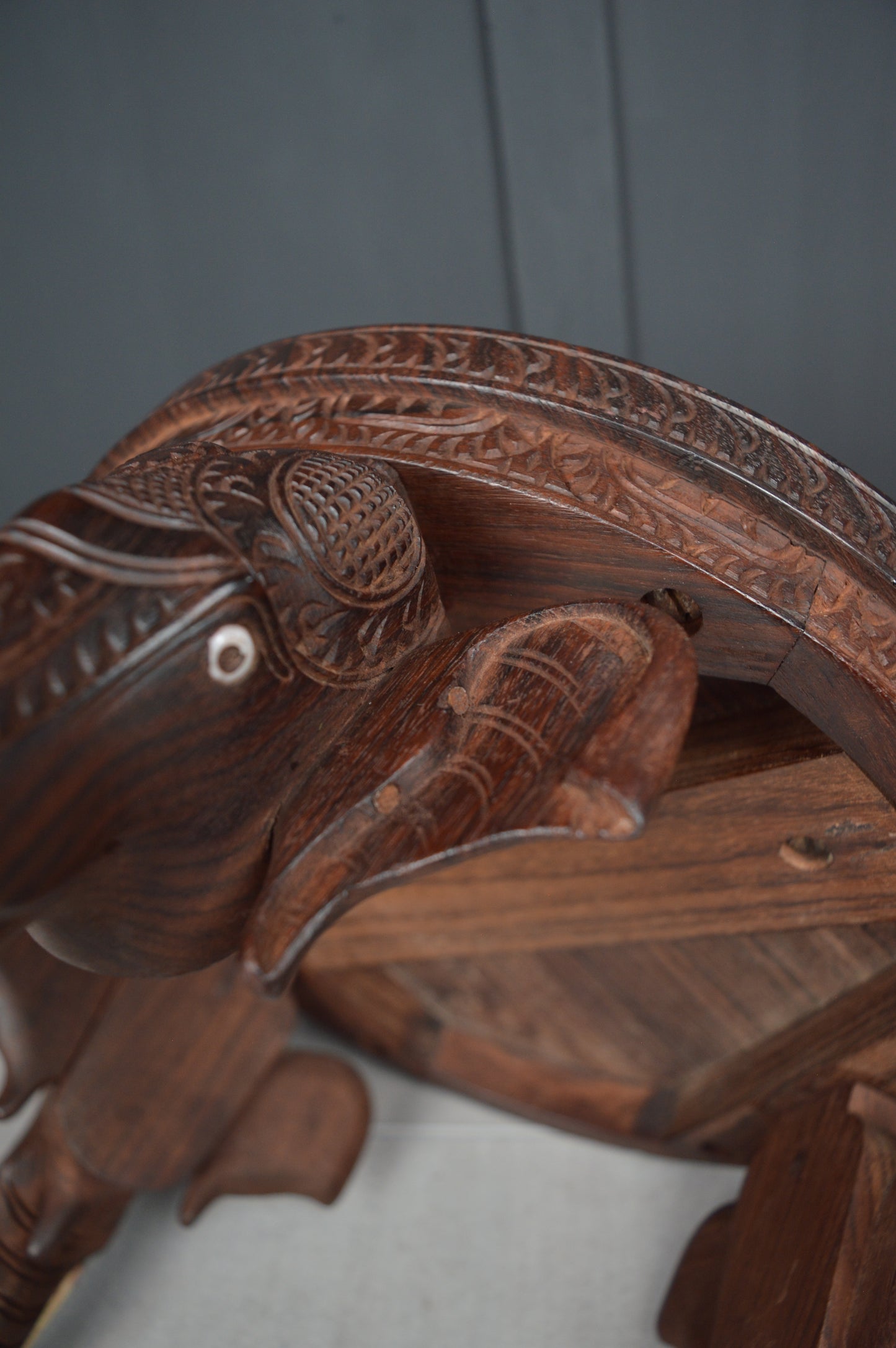 Anglo Indian Carved Elephant Table