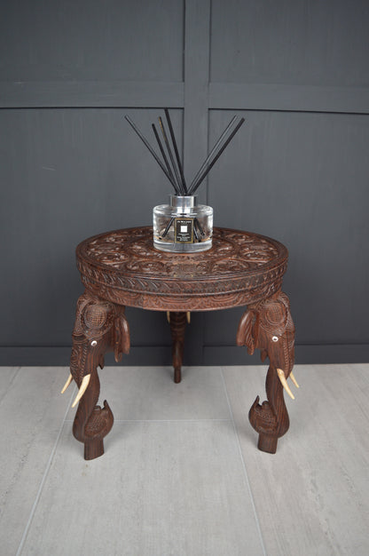 Anglo Indian Carved Elephant Table