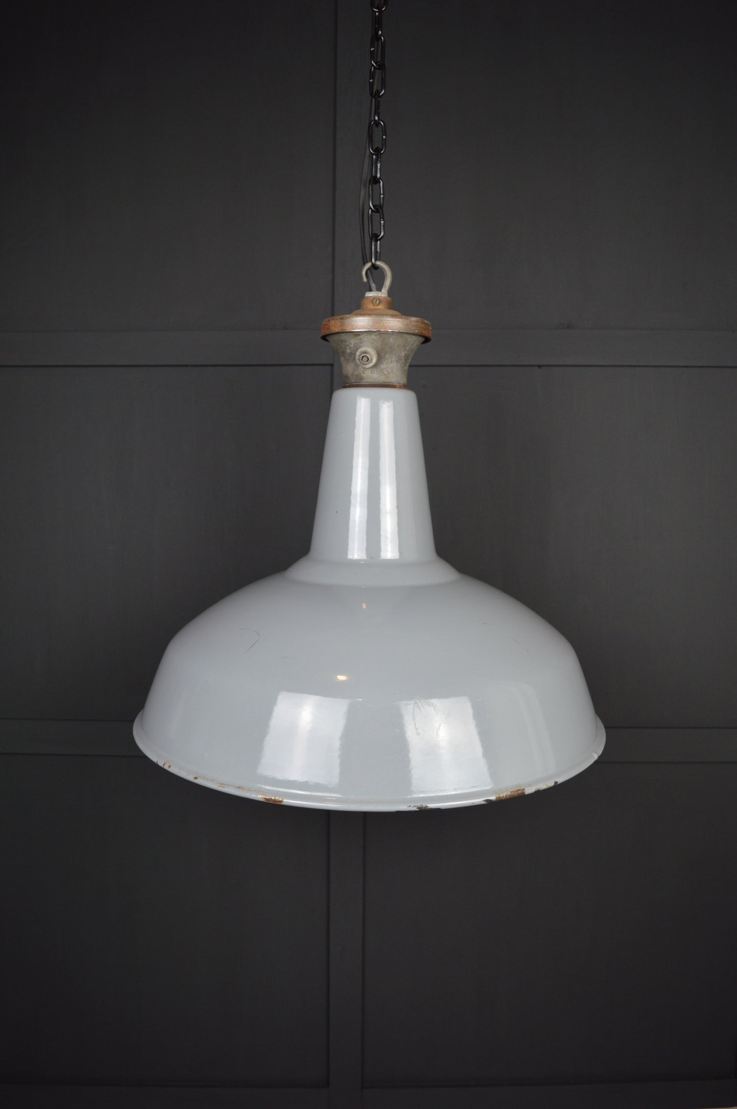 Vintage Benjamin industrial grey pendant light