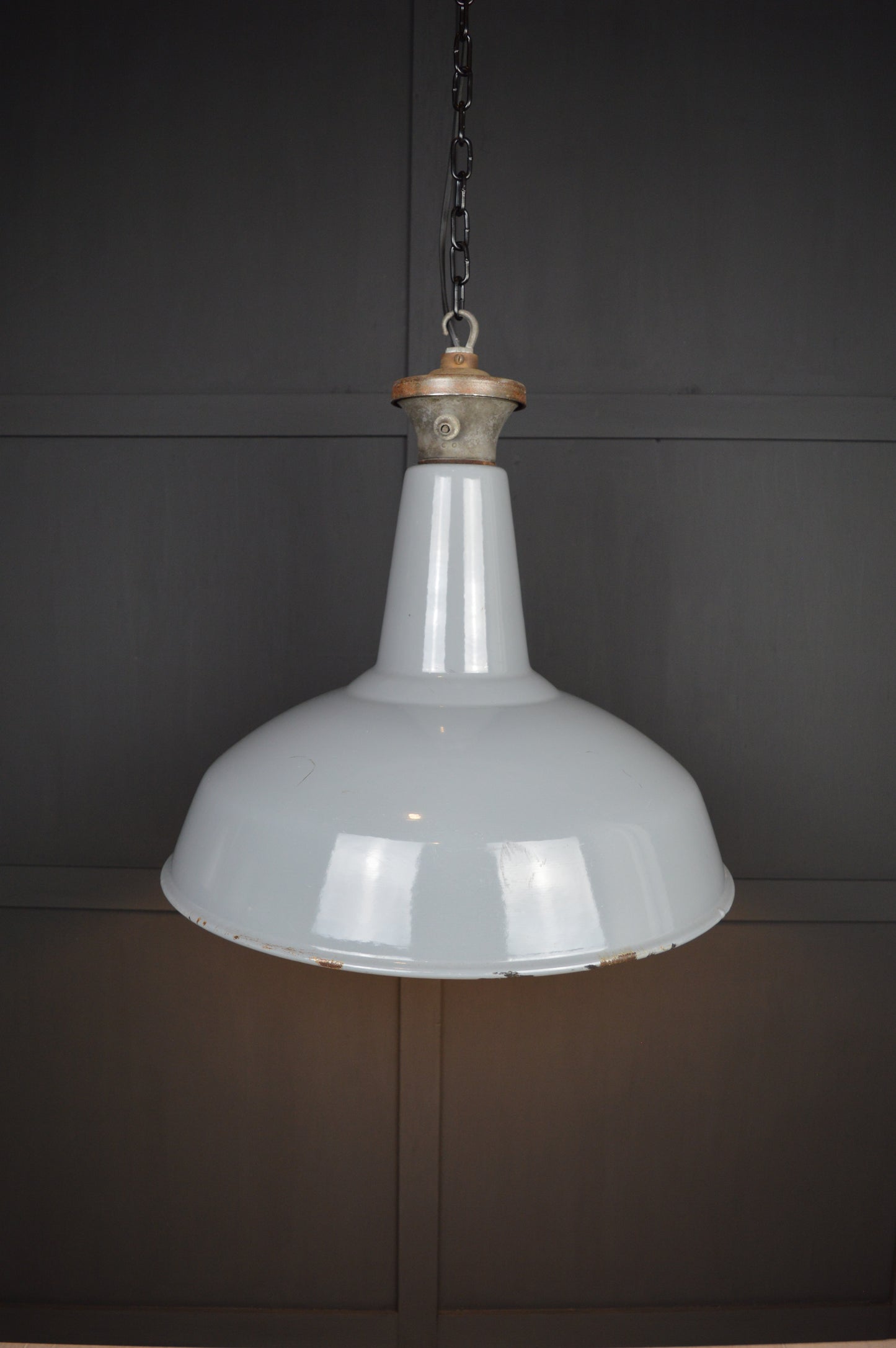 Vintage Benjamin industrial grey pendant light