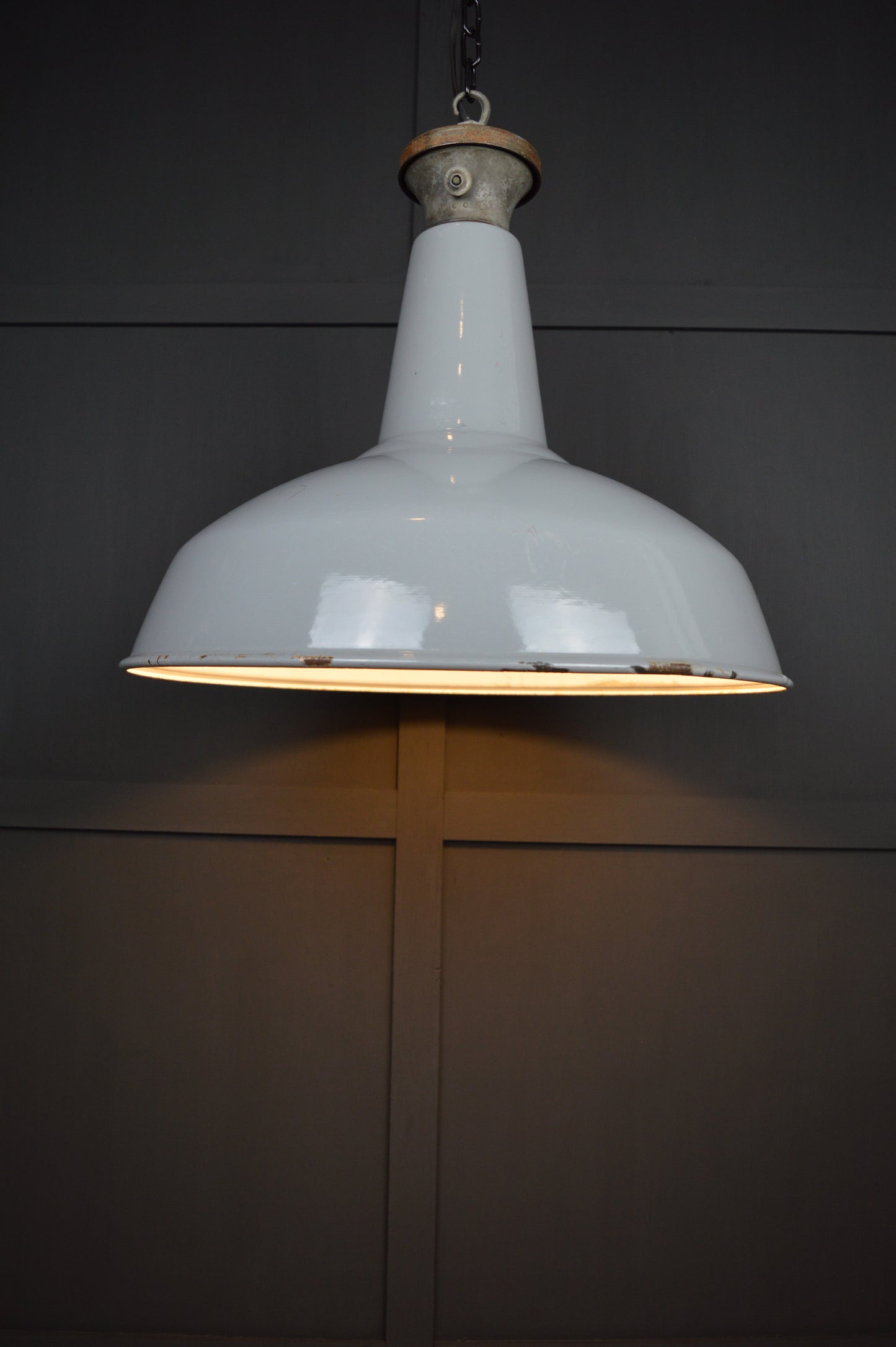 Vintage Benjamin industrial grey pendant light