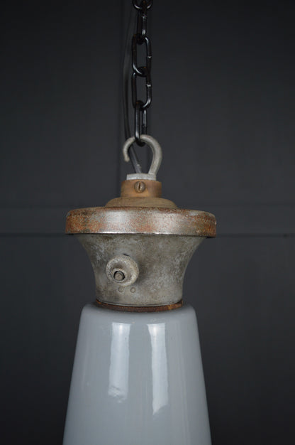 Vintage Benjamin industrial grey pendant light