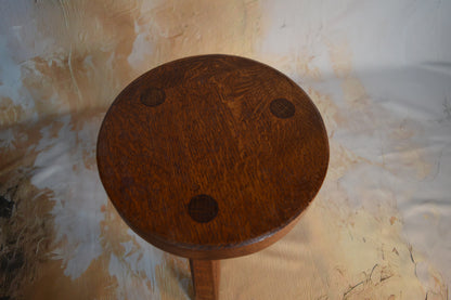 Early 20th Century Arts & Crafts Oak Milking Stool