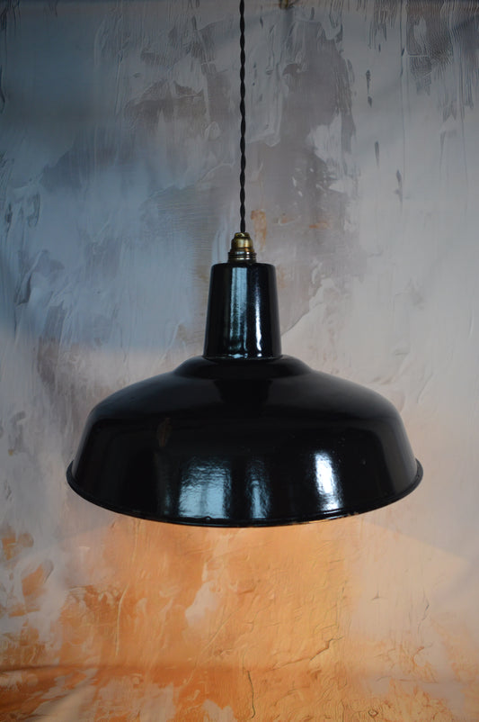 Black industrial enamel pendant light